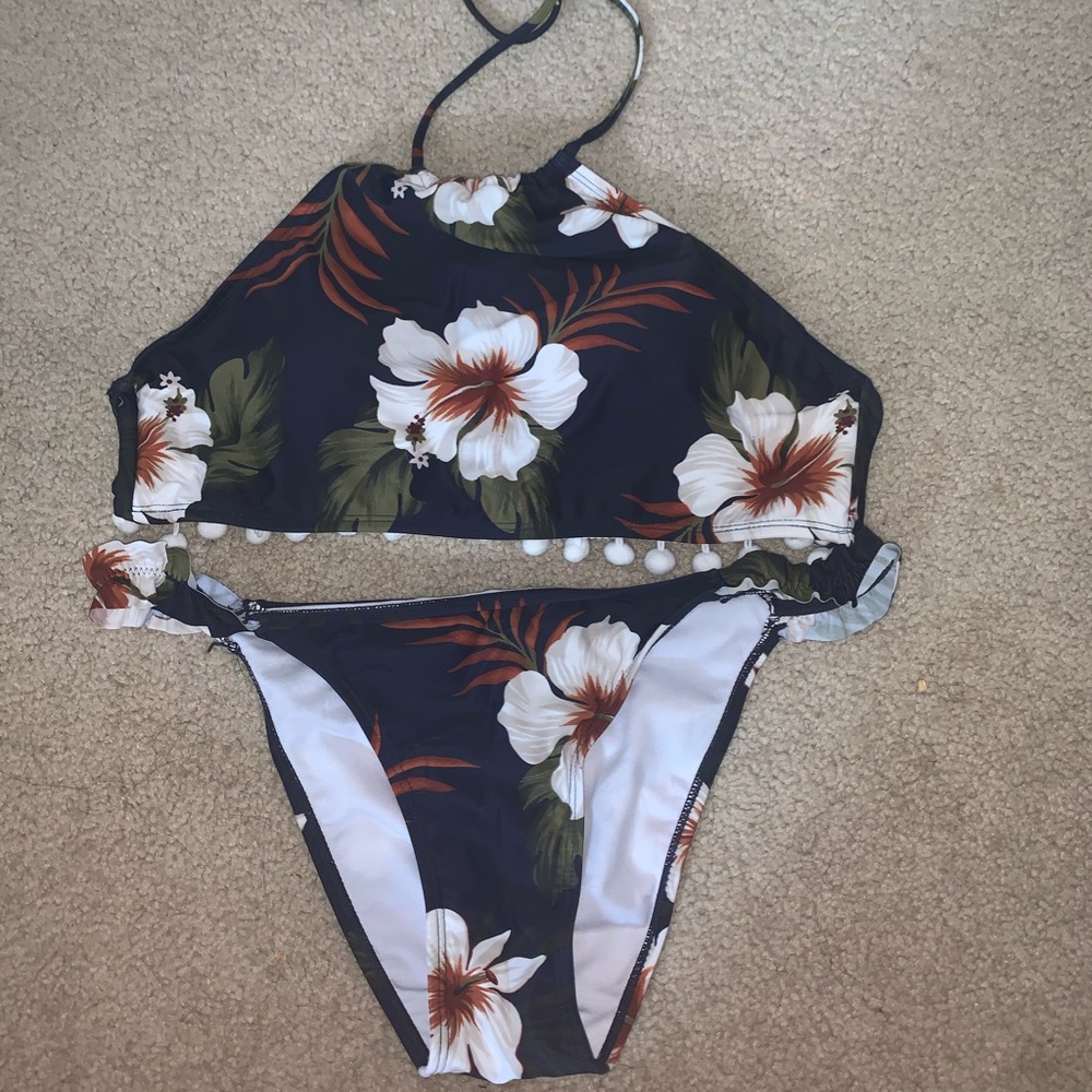High neck bathing suit top and matching bottoms